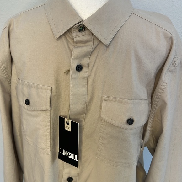 NWT Linksoul Button Down Del Mar Shirt Bone - Picture 2 of 7